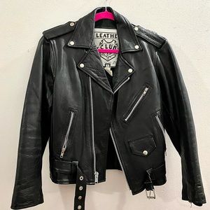 authentic vintage leather motorcycle jacket.